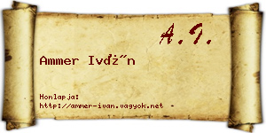 Ammer Iván névjegykártya